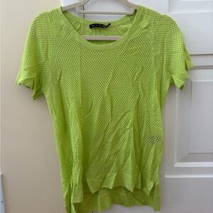 rag & bone Neon Green Mesh Short Sleeve Top